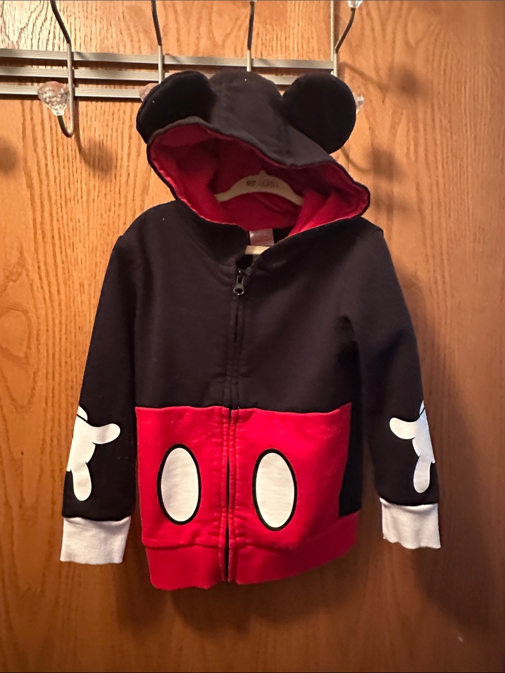 Disney Black & Red Mickey Mouse Hooded Zip Jacket